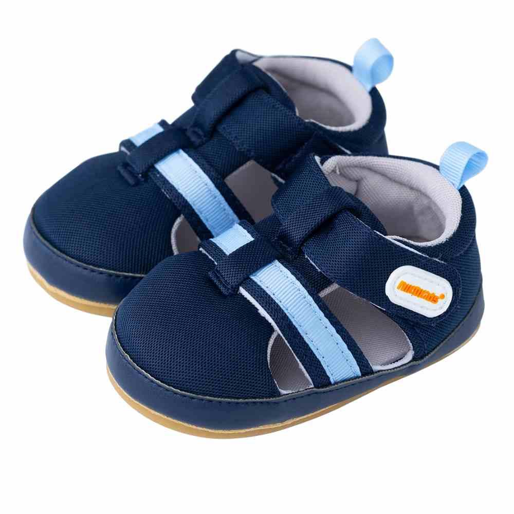 【NikoKids】軟Q底學步鞋(SG587)藍織帶涼鞋【柔軟舒適室內室外皆宜】