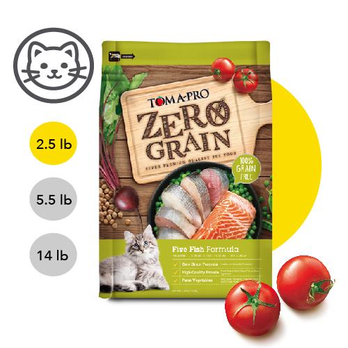 【優格】零穀系列-0% 零穀 5 種魚 全年齡貓用化毛配方 2.5磅 (1.13公斤)(貓飼料)