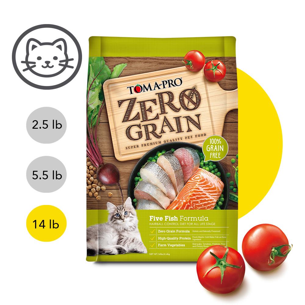 【優格】零穀系列-0%零穀5種魚全年齡貓用(化毛配方) 14 磅(貓飼料)