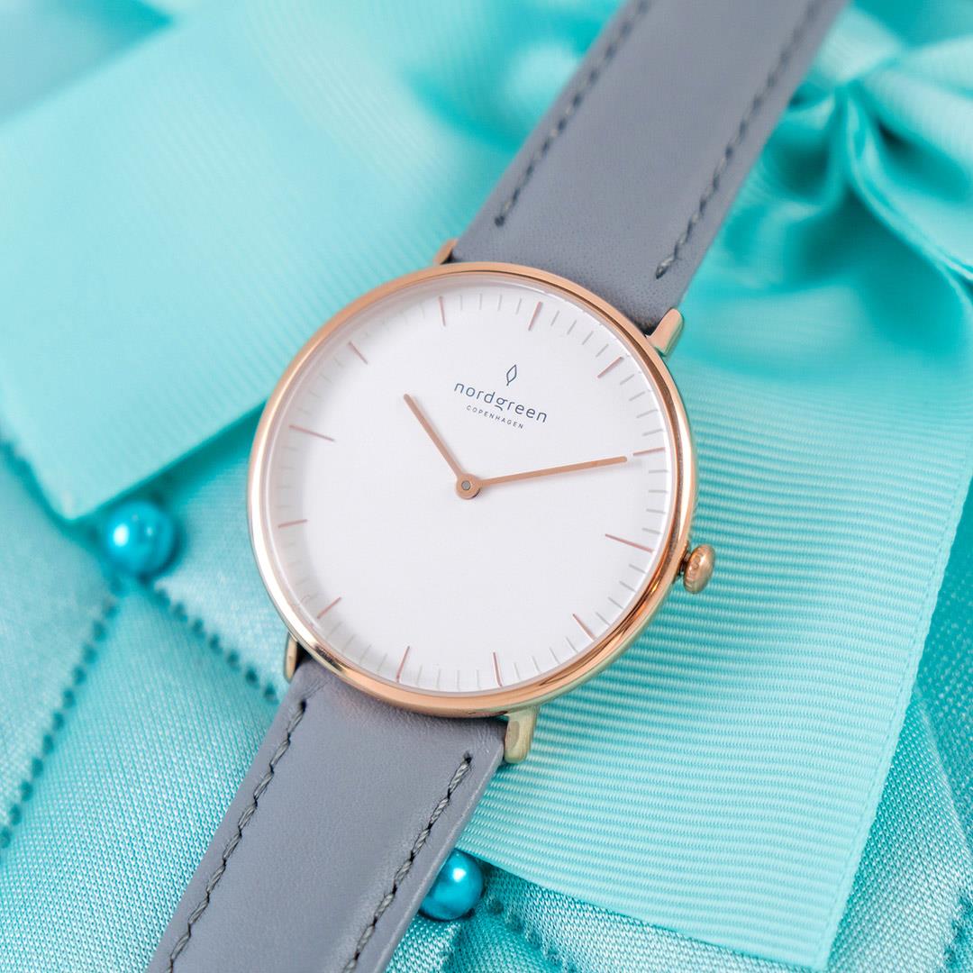 【限時加碼・贈原廠錶帶】ND手錶 Native 本真 36mm 玫瑰金殼×白面 北極灰真皮錶帶 Nordgreen 北歐設計師手錶 NR36RGLEGRXX 熱賣中!