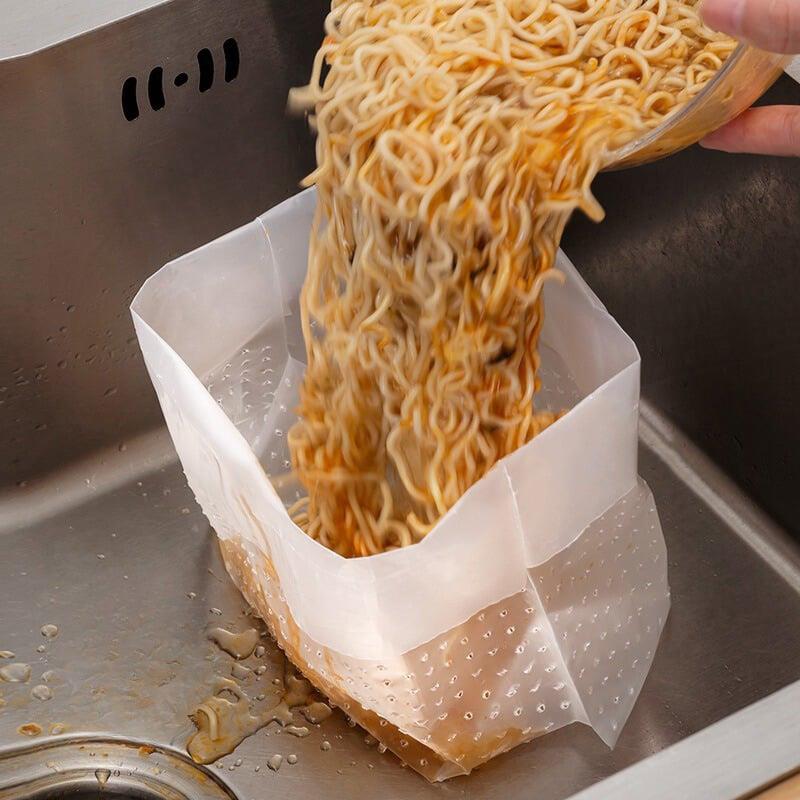 自立式瀝水隔渣袋 30枚裝 廚房水槽垃圾過濾袋 多孔剩菜飯殘渣袋 一次性切水袋濾水袋【BE0407】《約翰家庭百貨