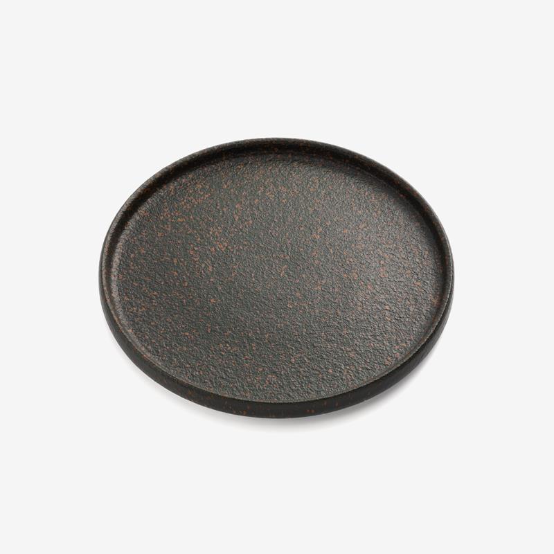 歐式 墨綠金箔 21cm 陶瓷淺盤｜綠紅｜單品