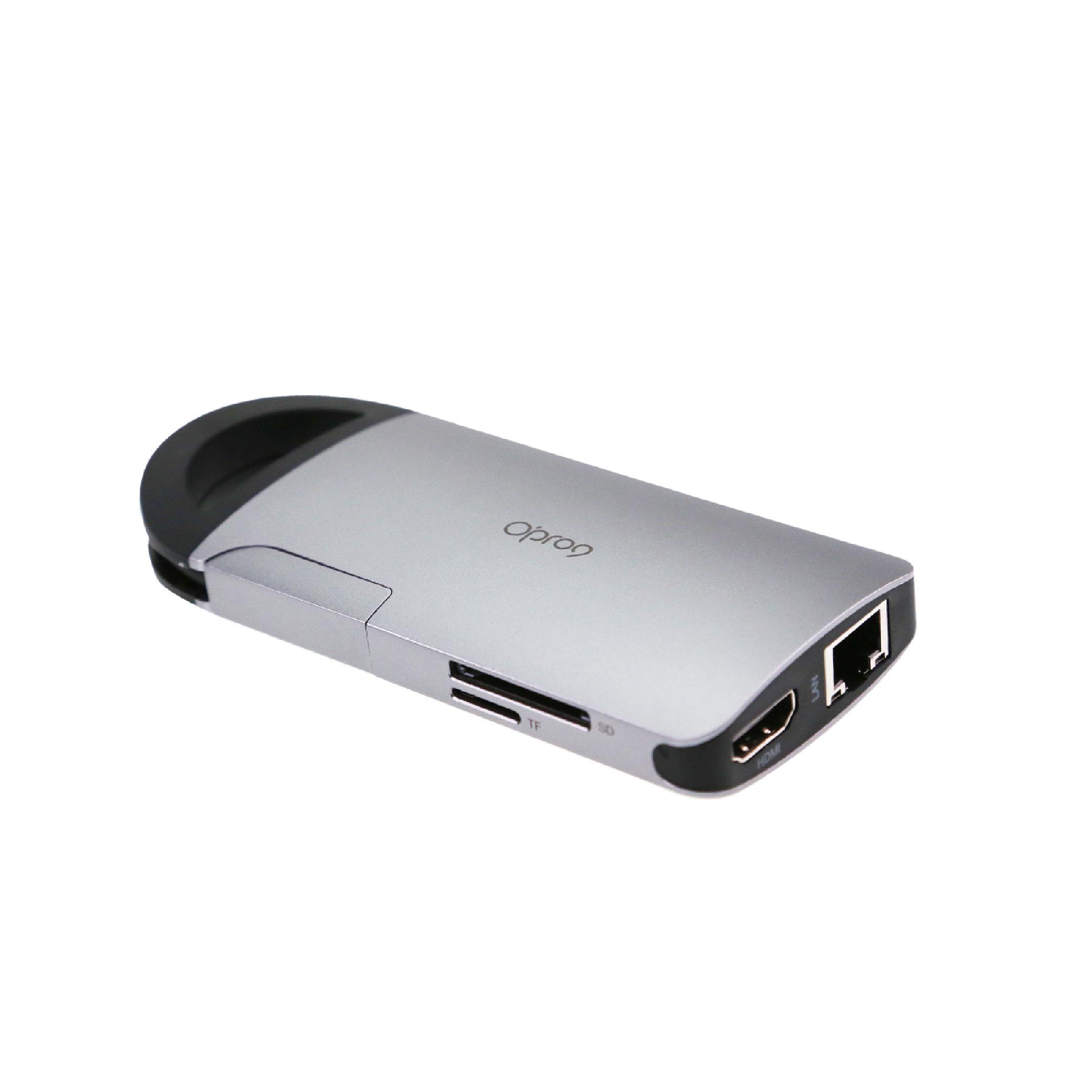 【618年中慶】Opro9 USB-C 8埠帶線多功能轉接器 再送C2C Gen2 1M快充編織線(市價490)