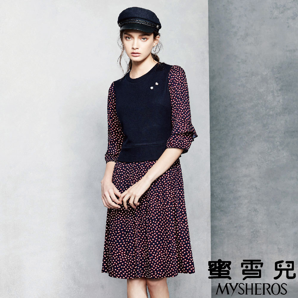 蜜雪兒mysheros 連身背心修身愛心洋裝 藍 蜜雪兒mysheros官方購物網站