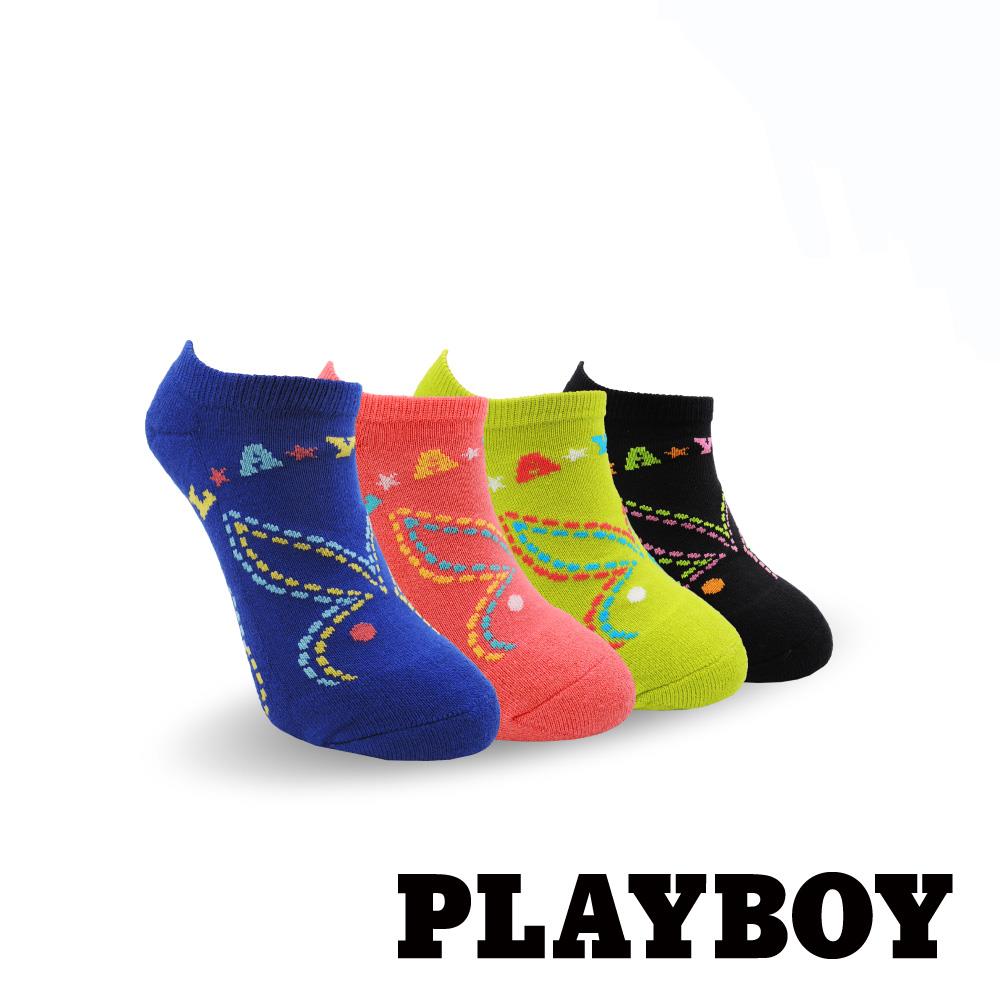 【襪款任選4雙$395 、9雙$750】 PLAYBOY 遊樂園女半起毛運動短襪(BF6015)