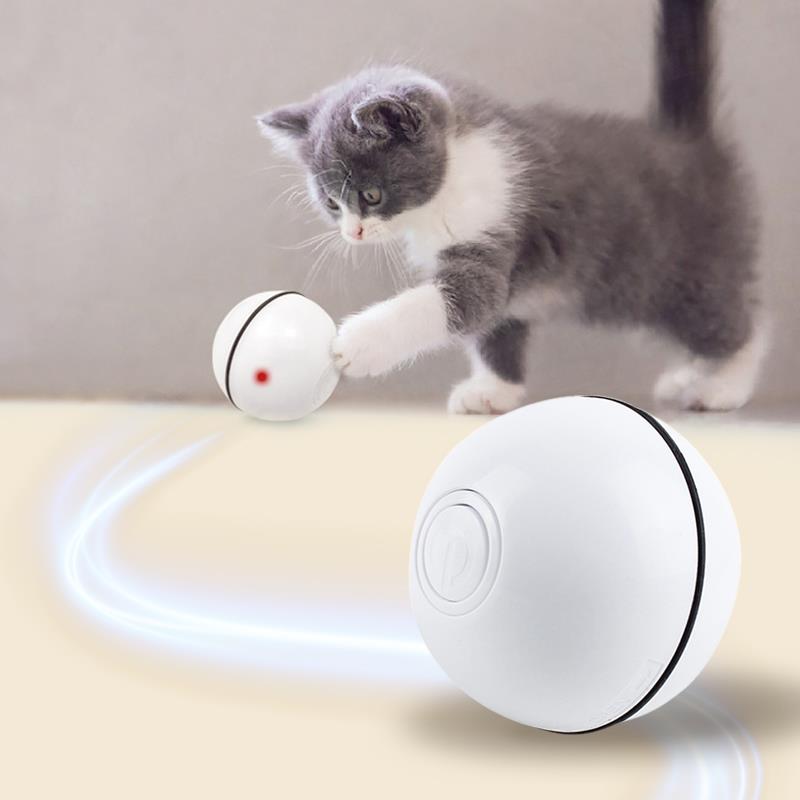 智能自動滾動逗貓球 USB充電LED發光球 逗貓棒 逗貓器貓狗遊戲電動球【BE0114】《約翰家庭百貨