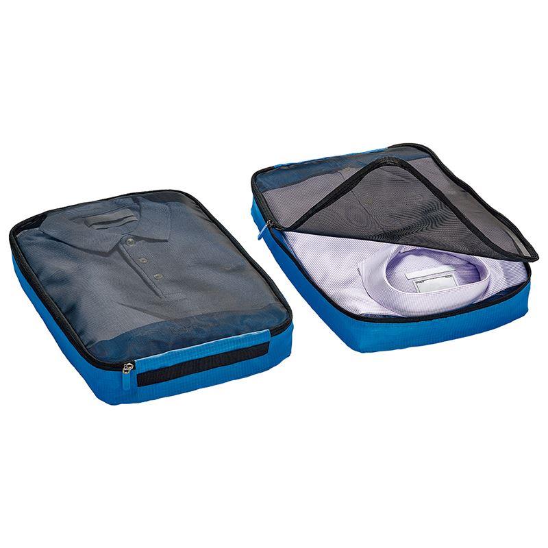 【GO TRAVEL】網紋衣物收納袋兩件組 - 藍