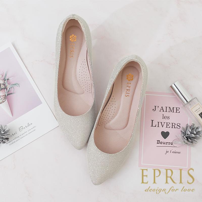 現貨 氣質夢幻婚鞋 空靈女神 優雅跟鞋 MIT品牌推薦 21-26 EPRIS艾佩絲-高貴金-P162