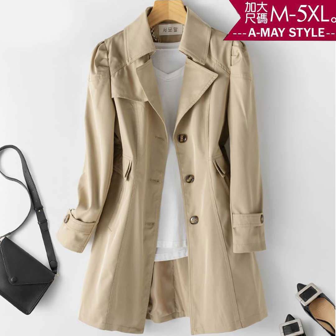 中大尺碼風衣 翻領英倫風中長版風衣外套(M-5XL)【XC79666】＊艾美時尚(現貨 預購)