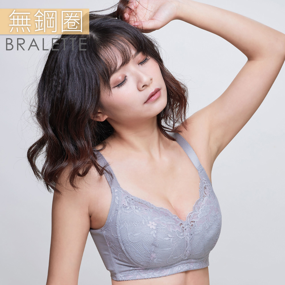 無鋼圈內衣 微透性感 透氣包覆款 (C-E/灰色)