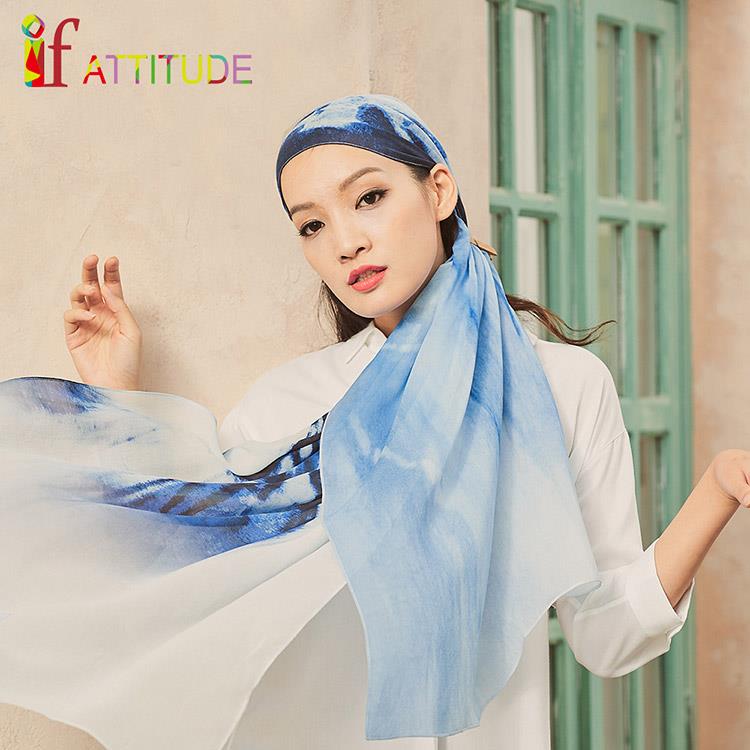 if ATTi TUDE-100%蠶絲-藍色精靈-喬琪紗絲巾53x194cm(淺藍色)