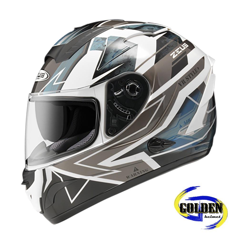 【2020新品】ZEUS 806F II68 白銀 全罩安全帽 (內藏墨鏡)