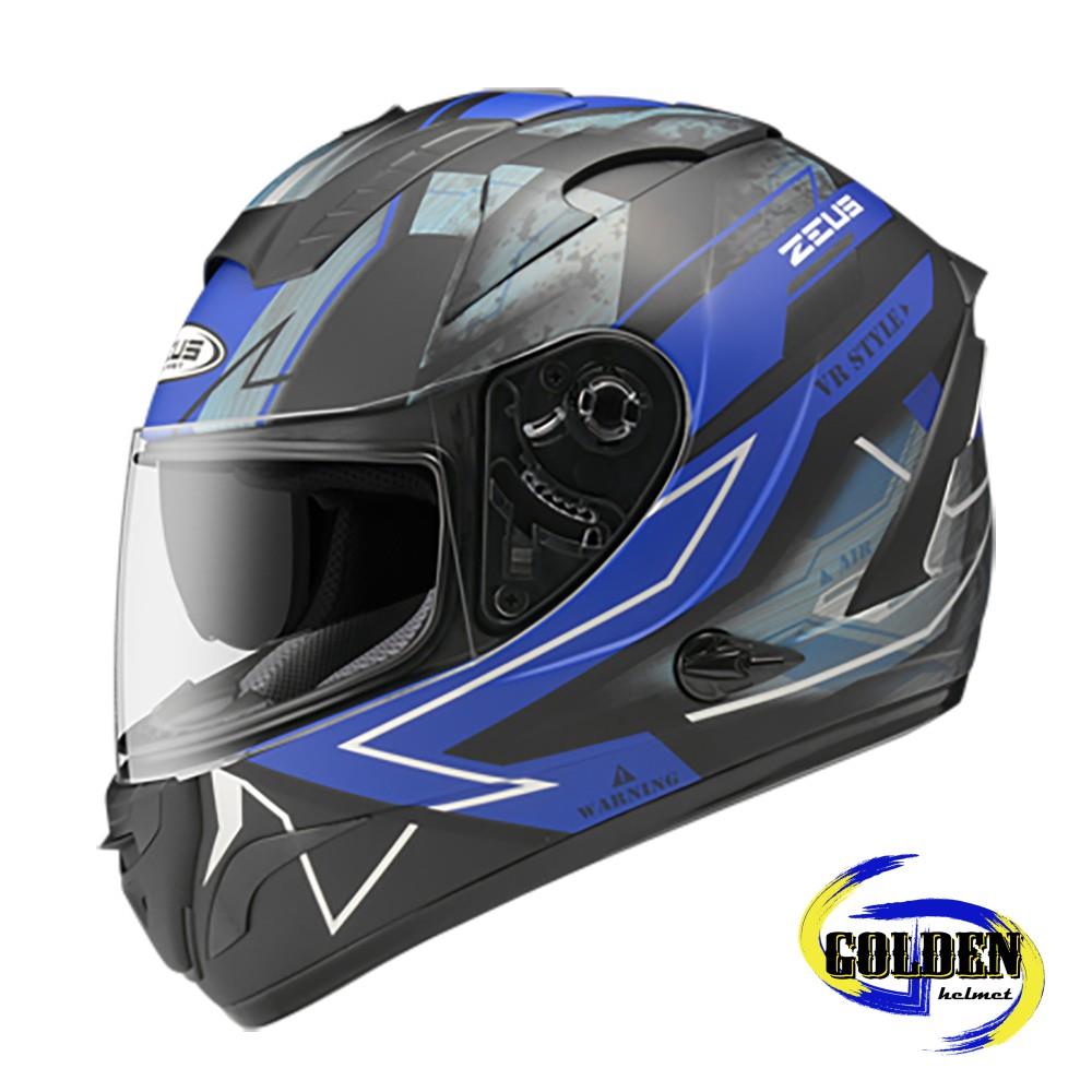【2020新品】ZEUS 806F II68 消光黑藍 全罩安全帽 (內藏墨鏡)