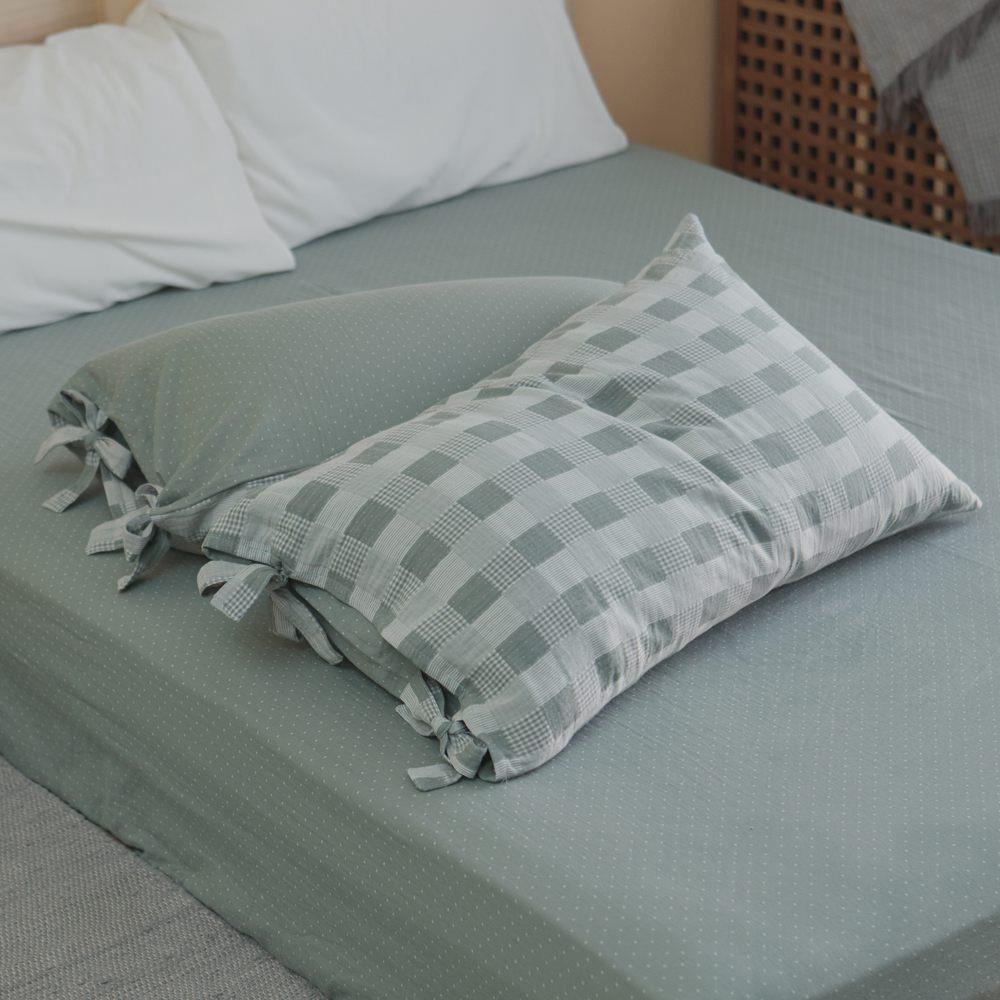 床包+枕套-雙人 / 色織雙層紗 /  酪梨綠