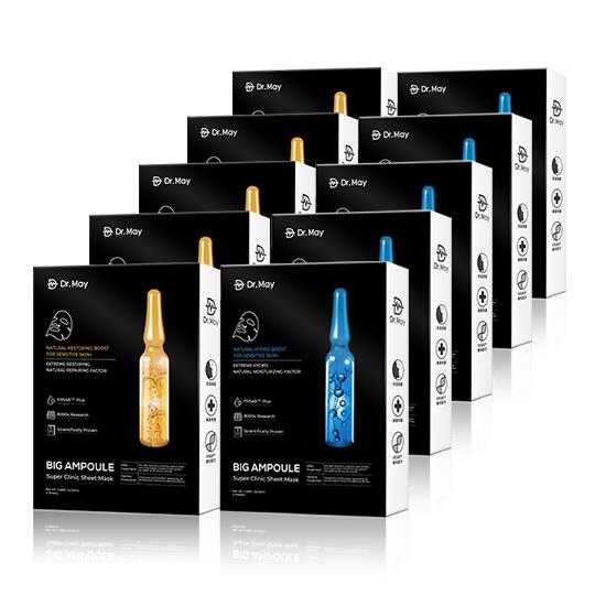 【Dr. May】美博士大安瓶黑面膜10盒組-水光(4片/盒)x5+修護(4片/盒)x5