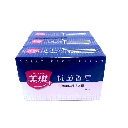 美琪 抗菌香皂 T3植萃防護-茶樹(藍)100g*3入