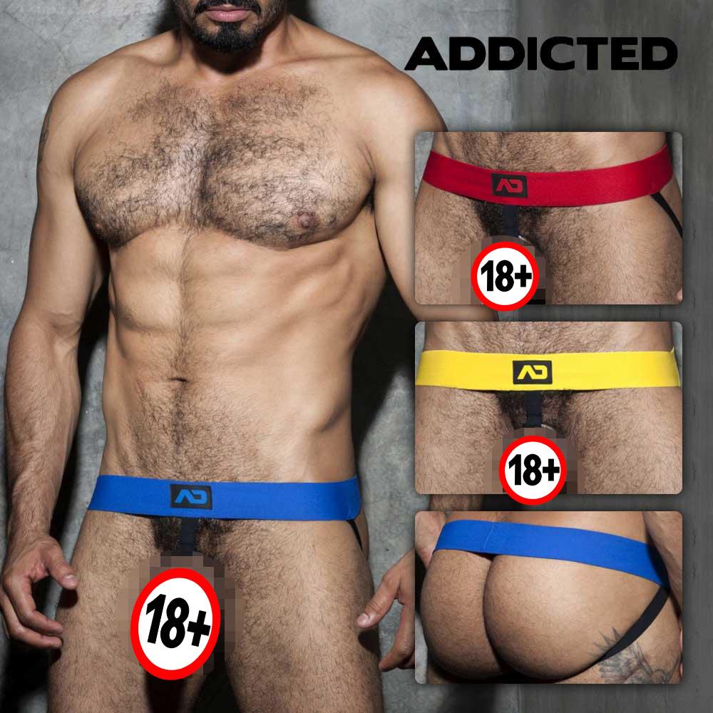 西班牙 Addicted 印字褲帶屌環後空內褲(多色)COCKRING JOCKSTRAP-(ADF59)