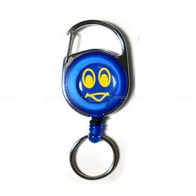 笑臉 伸縮鑰匙圈 藍 / Reel key chain 【日本原裝進口】