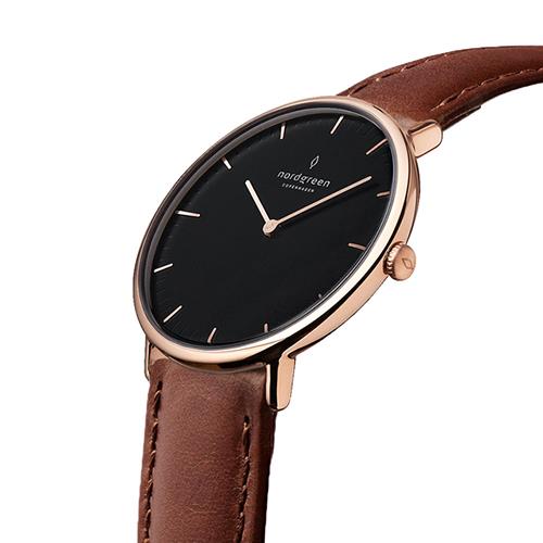 【限時加碼・贈原廠錶帶】ND手錶 Native 本真 32mm Lille 玫瑰金殼×黑面 復古棕真皮錶帶 Nordgreen 北歐設計師手錶 NR32RGLEBRBL 熱賣中!