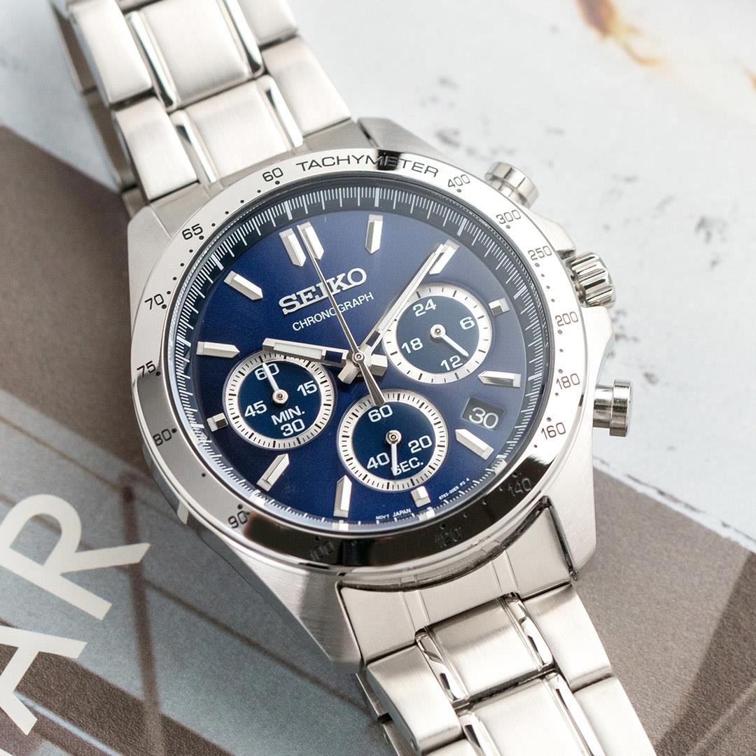 【結帳再折$200】現貨 SEIKO 精工錶 貴族風範三眼計時不鏽鋼腕錶/銀x藍面 男錶 SBTR011_JP 世界第一日本精工 熱賣中!