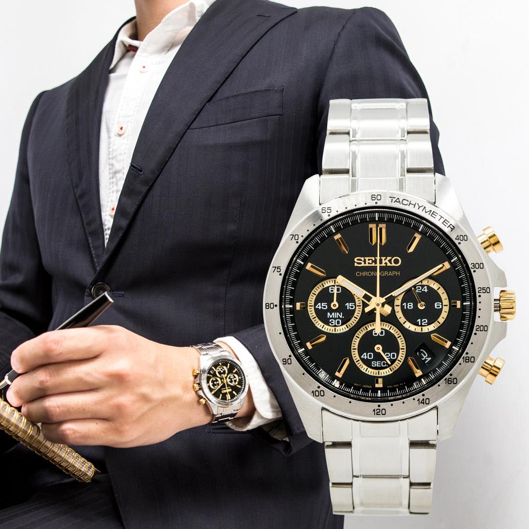【結帳再折$200】SEIKO 精工錶 貴族風範三眼計時不鏽鋼腕錶/銀x黑面 男錶 SBTR015_JP 世界第一日本精工 熱賣中!