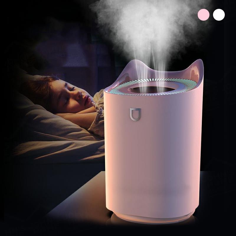 USB雙噴夜燈加濕器 3L超大容量 效果提升80% 噴霧機 水氧機 加濕機【ZR0407】《約翰家庭百貨