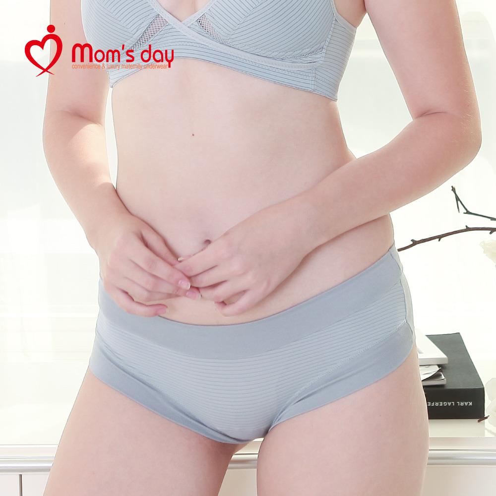韓國Mom’s Day 條紋孕婦低腰內褲-灰色