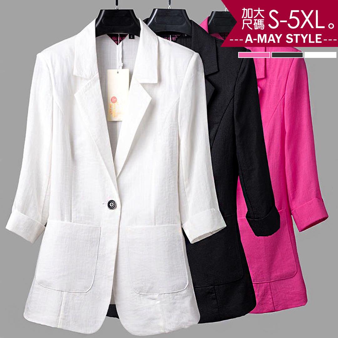 加大碼-夏秋季七分袖薄款西裝外套(S-5XL)【XC202049】＊艾美時尚(現 預)
