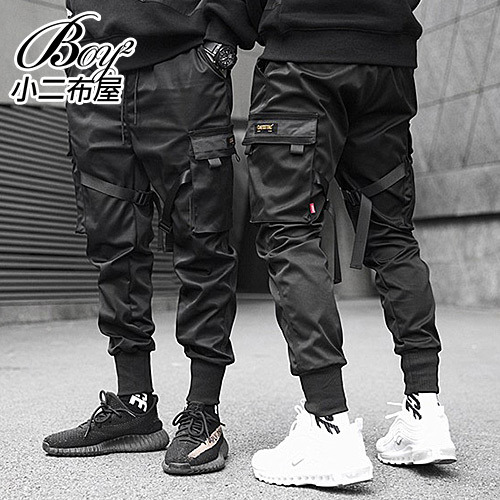 縮口褲 歐美街頭工裝口袋繫帶工作褲(1色)現 預【NZ750106】