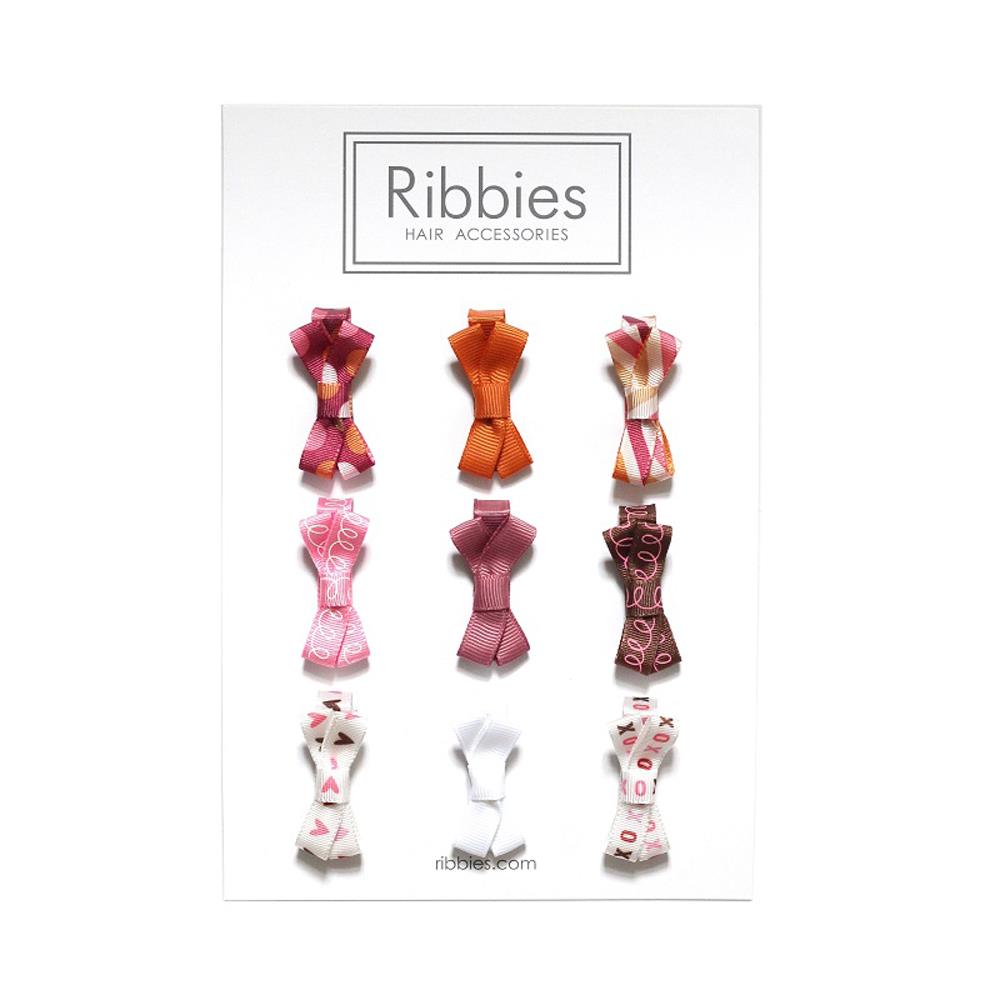 英國Ribbies 糖果蝴蝶結9入組-愛心圓點