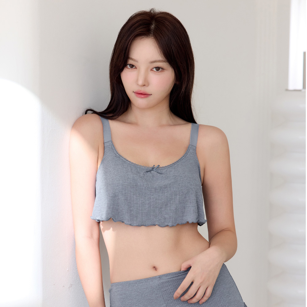 睡眠內衣【晚安推推・啵啵BOBO】莫代爾雙C魔力羅紋捲邊成套睡衣(暗湖水藍)