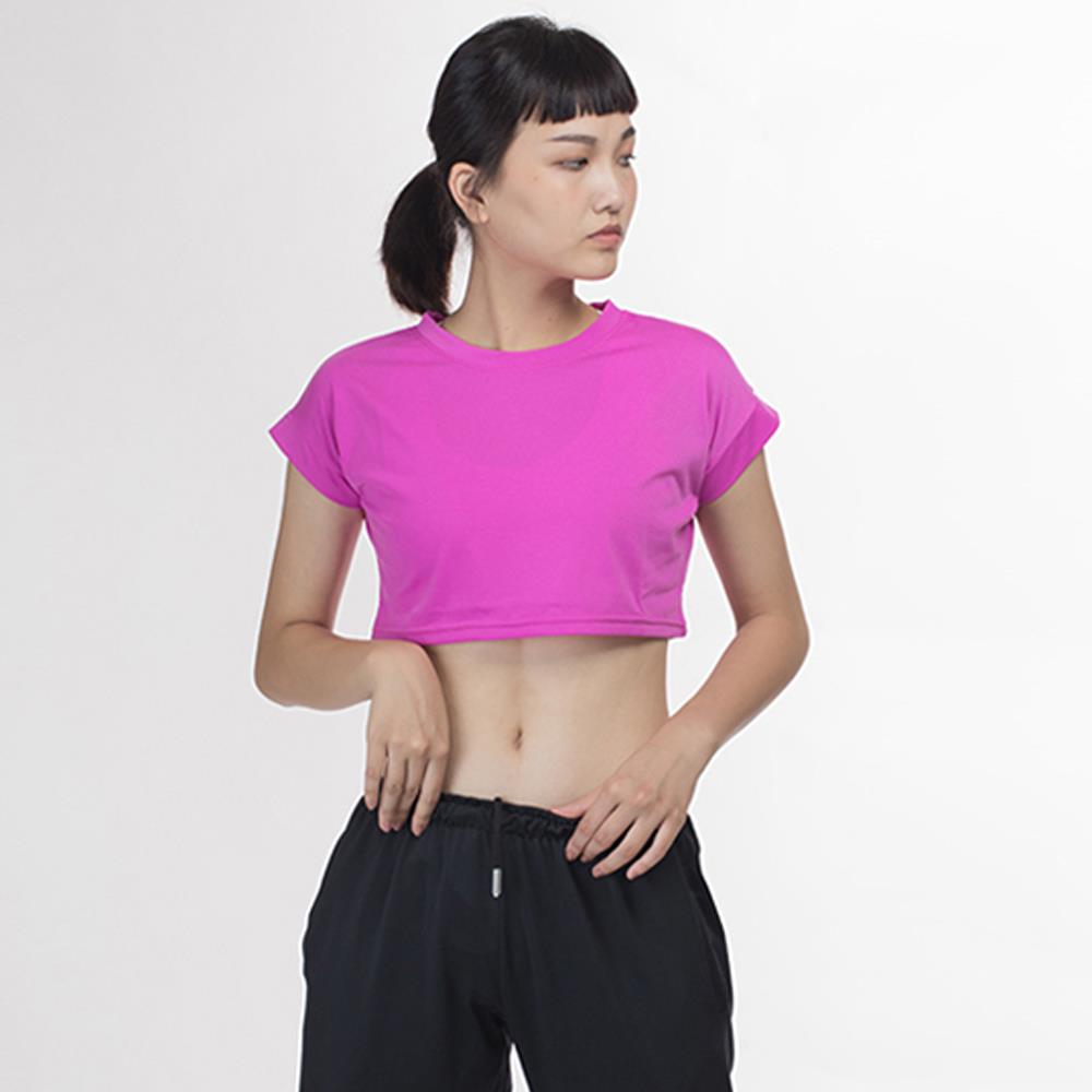 SIMPLE BASIC CROP CREW TEE 女裝短版短袖上衣(G.O.A.T.運動服飾-機能健身衣)-有氧服／韻律服／街舞服