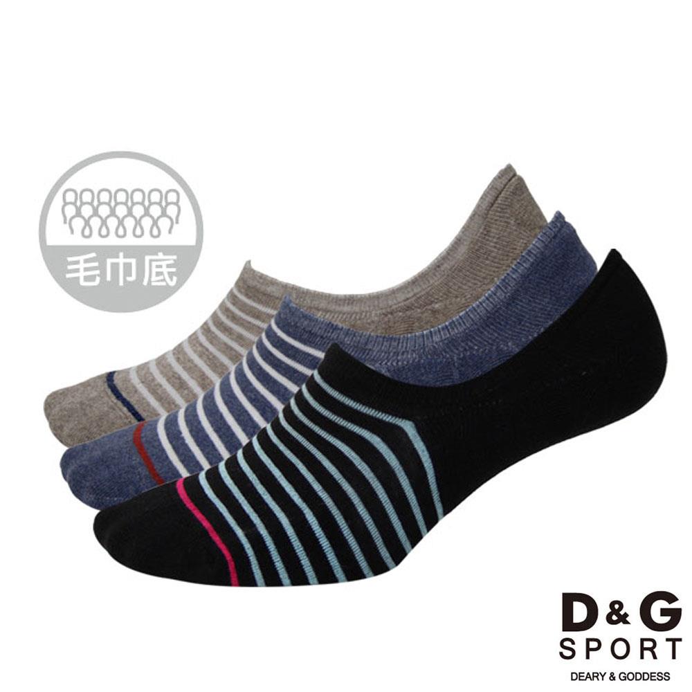 【D&G SPORT】細條紋毛巾底男樂福襪-D323