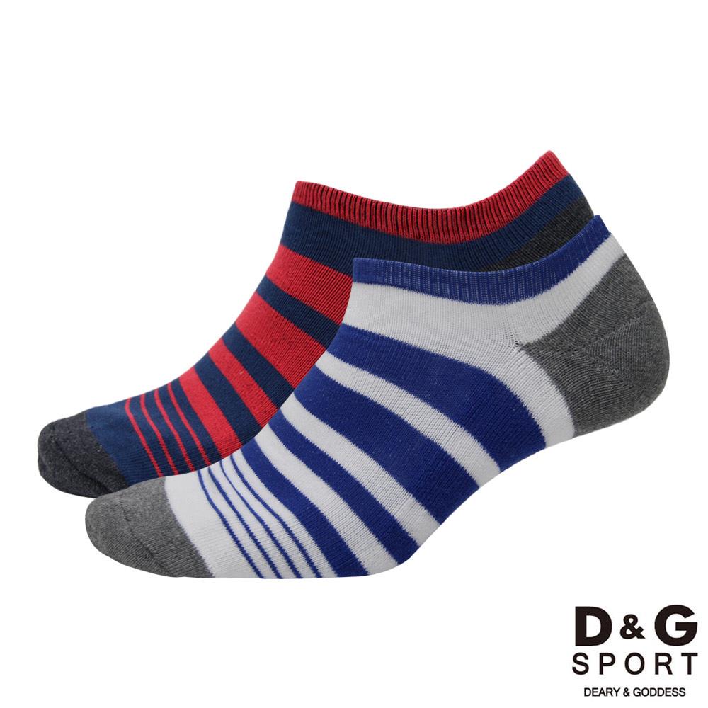 【D&G SPORT】休閒變化條氣墊男踝襪-D306