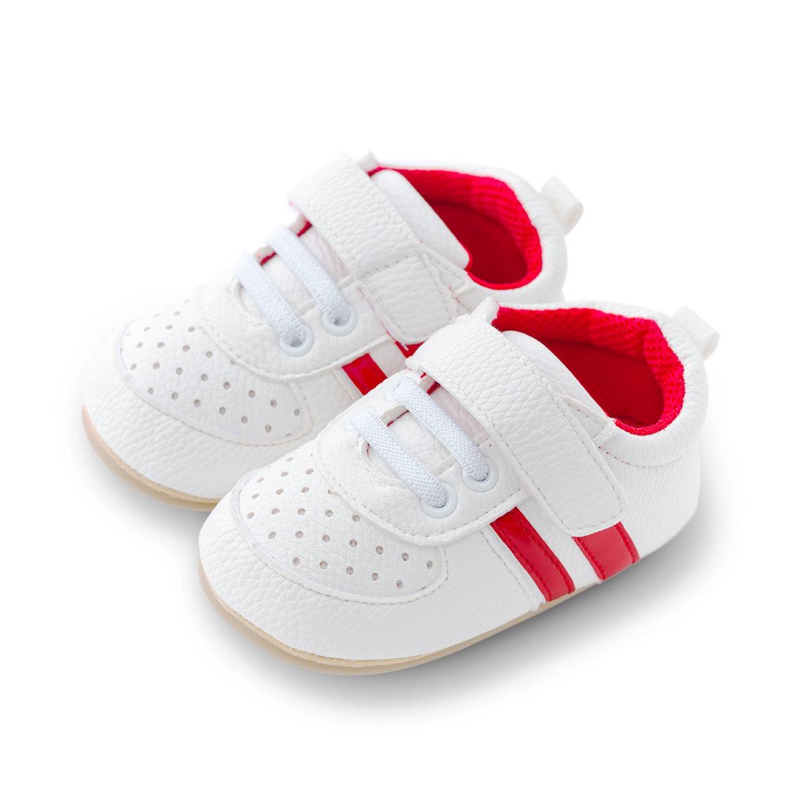 【NikoKids】軟Q底學步鞋(SG594A)紅條【柔軟舒適室內室外皆宜】