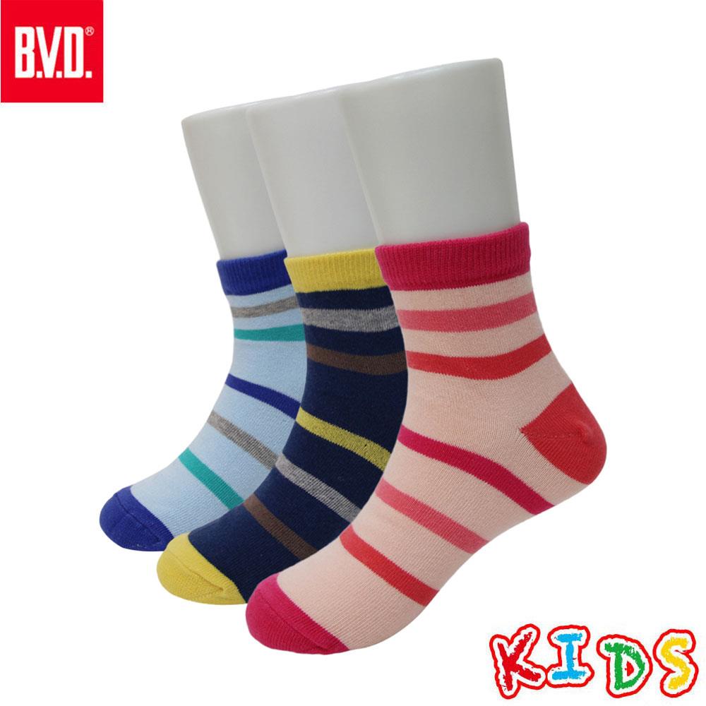 【BVD】舒適橫紋1/2童襪-B266.B267