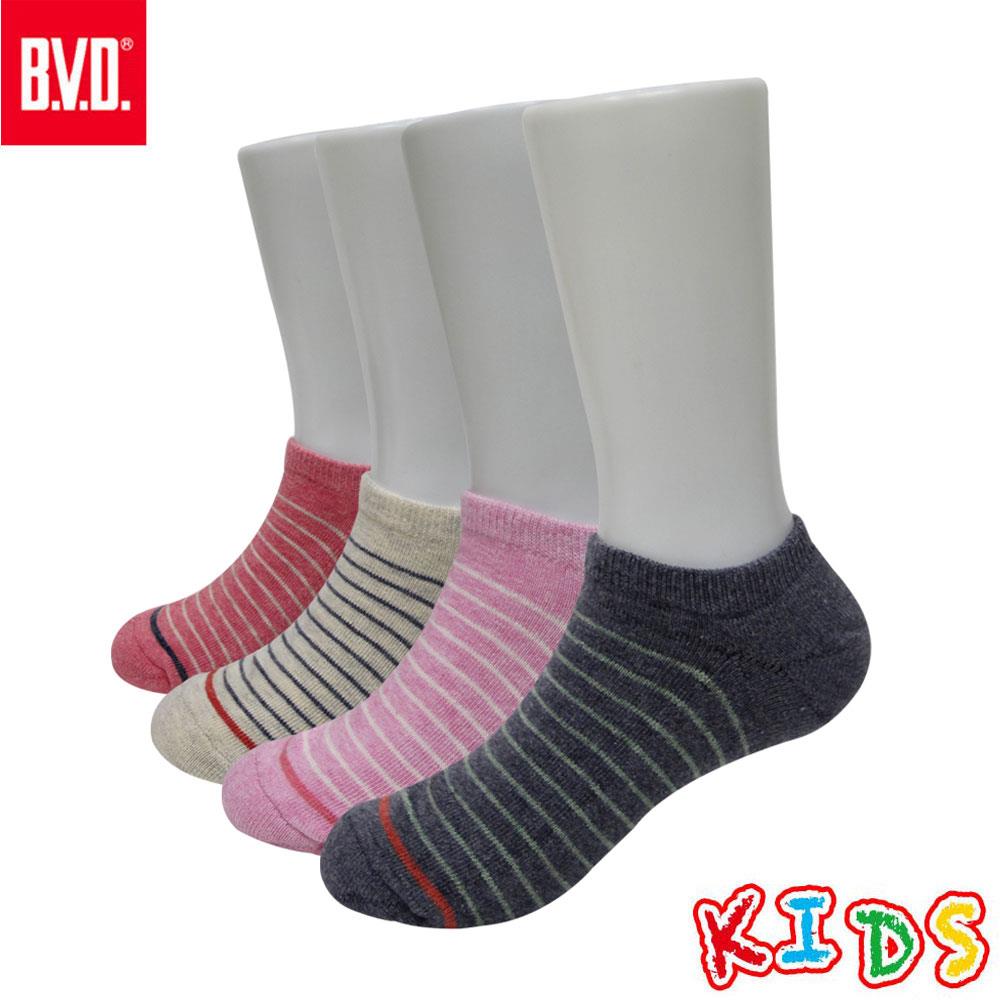 【BVD】簡約條紋氣墊童踝襪-B262.B263