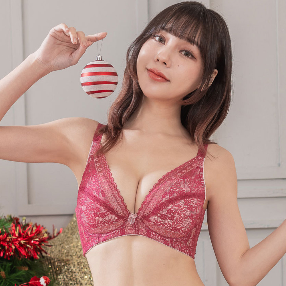 內衣 曼舞3 大尺碼性感深V機能內衣(C-G/楓紅) 網友熱推色系