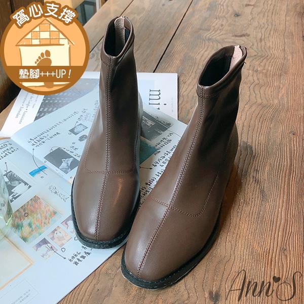 🍀兩雙現折$699🍀Ann’S高個子女孩看這裡-獨家方楦素面皮革平底短靴2.5cm-咖