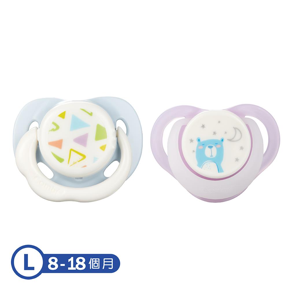 日+夜用安撫奶嘴二入組L - 18328幾何藍+夜夢熊(紫)
