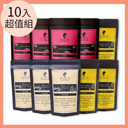 【午茶夫人】分享喜葉10入划算組(玫瑰煎茶/熱帶水果綠茶/桂花烏龍茶)