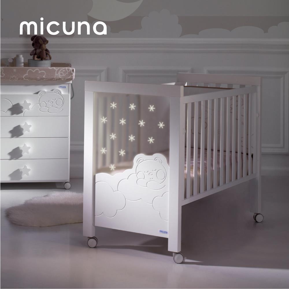 【送蚊帳+音樂鈴】micuna西班牙Relax系統夜光嬰兒床-白 DOLCE LUCE-免費宅配安裝