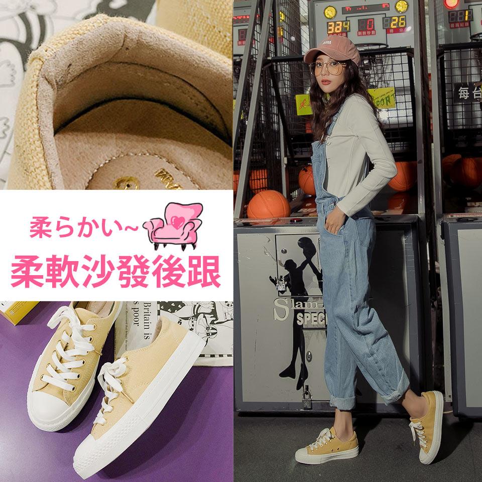 🍀面試鞋款最高79折🍀Ann’S黑科技-弄不髒防潑水綁帶金釦帆布鞋-黃