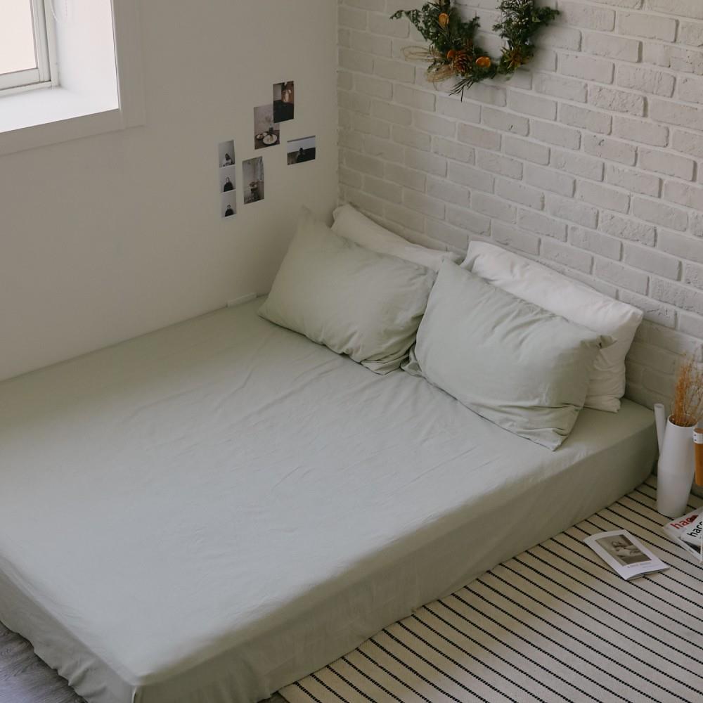 床包+枕套-雙人 / 色織水洗棉 / 淺草綠
