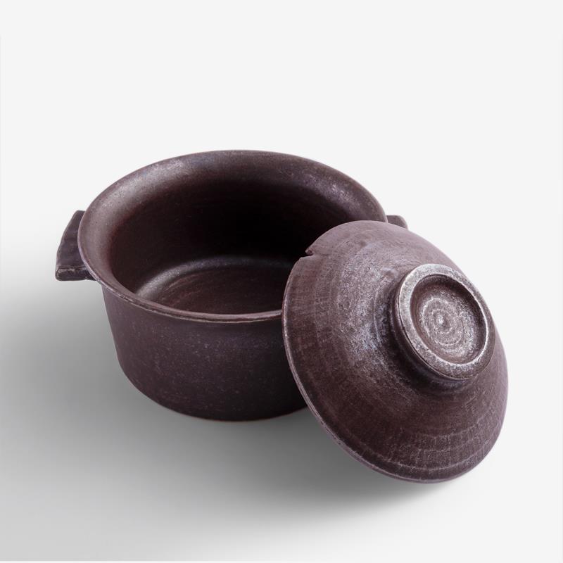 職人 手捻焰燒  20cm 陶瓷燒鍋｜深棕｜單品