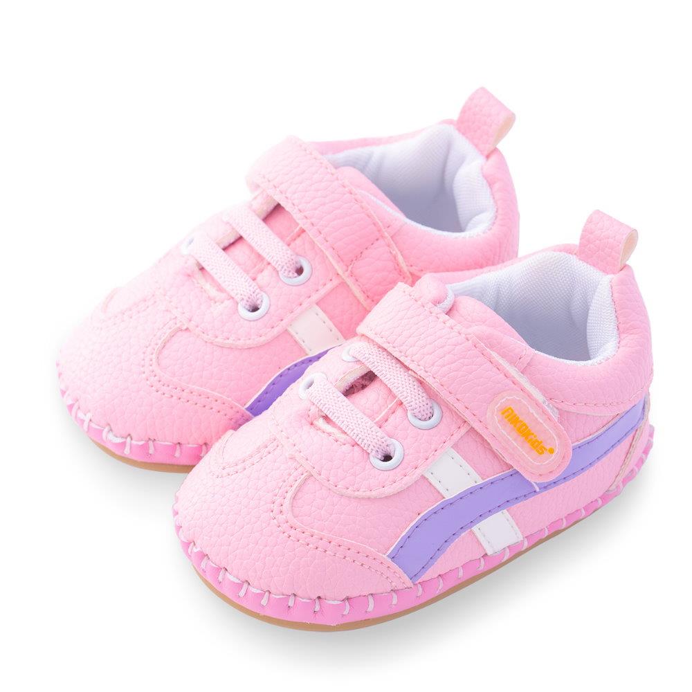 【NikoKids】軟Q底手工縫製學步鞋(SG597)粉色【柔軟舒適室內室外皆宜】