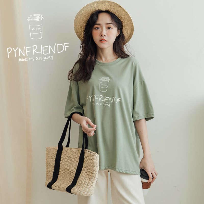 ★正韓‧RYNFRIENDF咖啡杯棉質上衣(共2色)0125 預購【NL0194RE】