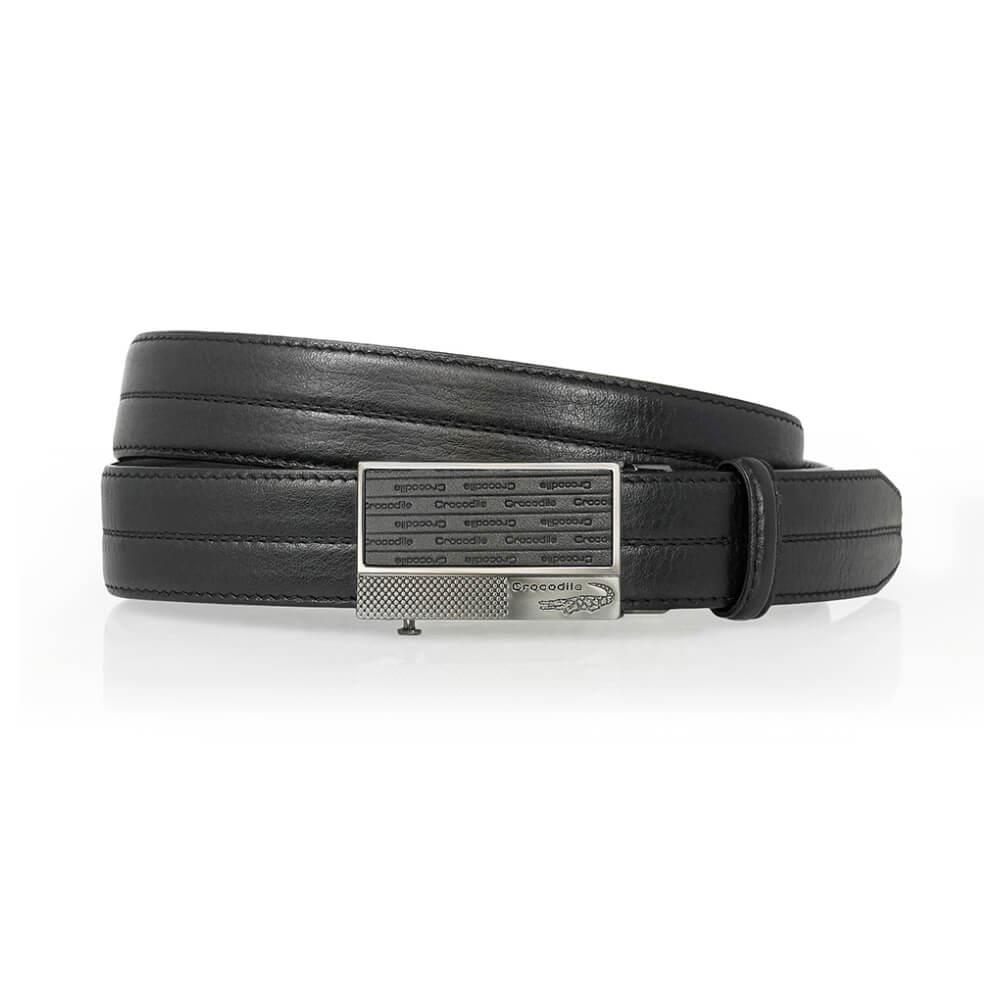 【Crocodile 鱷魚皮件】真皮皮帶 自動穿扣 紳士皮帶 32MM-0101-42011-黑色