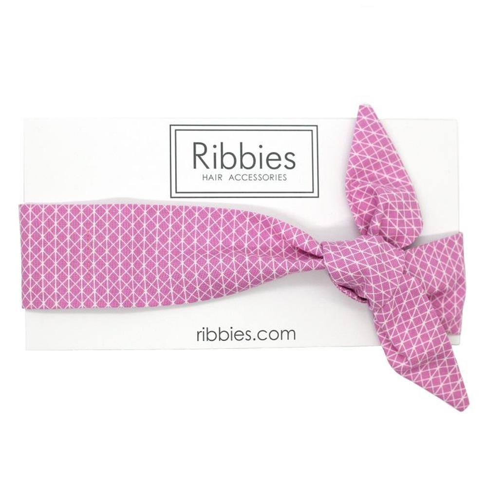 英國Ribbies 成人蝴蝶結髮帶-粉紅幾何圖形