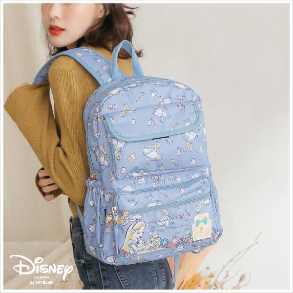 天藍小舖-迪士尼系列愛麗絲點點款多口袋尼龍後背包-單1款-$490【A12122073】